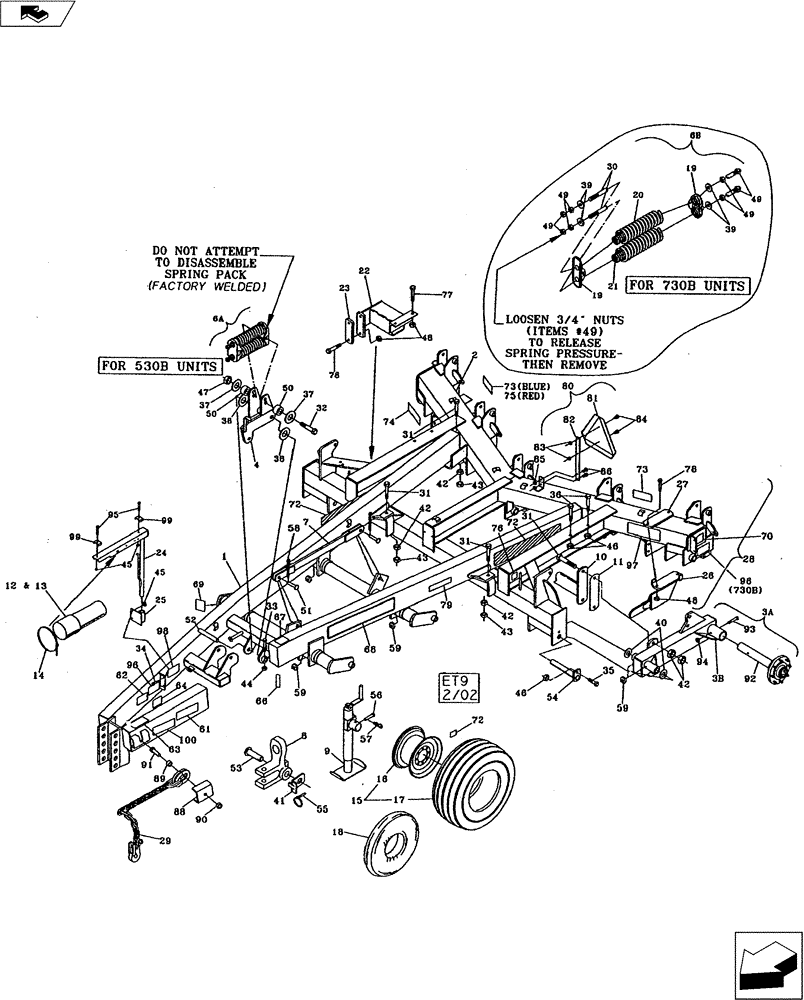 Схема запчастей Case IH 530B - (39.100.01) - FRAME ASSEMBLY (39) - FRAMES AND BALLASTING