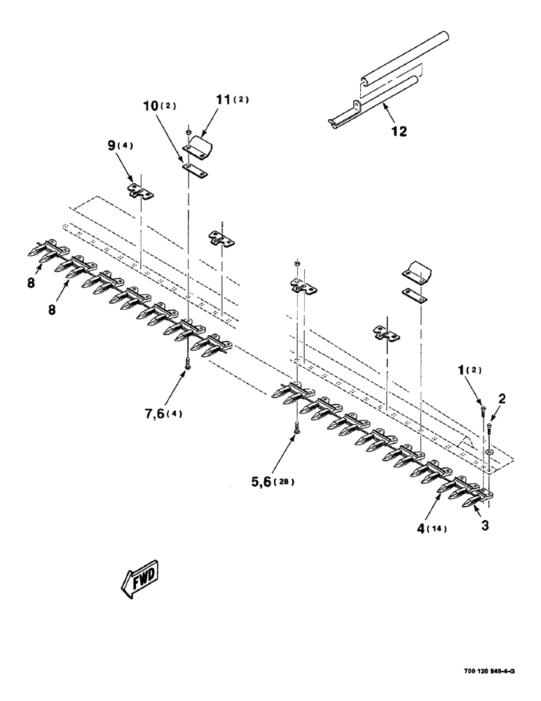 Схема запчастей Case IH 8820 - (5-14) - GUARD ASSEMBLY, LEFT, 15 FOOT ONLY (58) - ATTACHMENTS/HEADERS