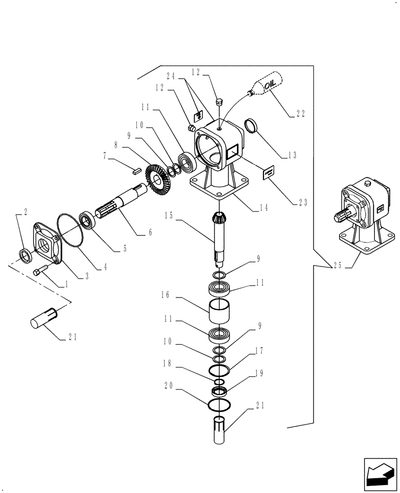 Схема запчастей Case IH 717675036 - (030) - STANDARD GEARBOX (RPM 540 COUNTER CLOCK-WISE) 