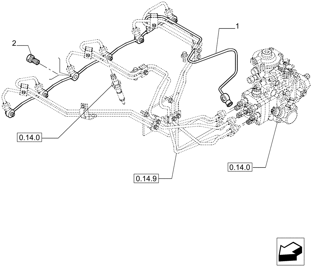 Схема запчастей Case IH P170 - (0.20.4[01]) - INJECTION EQUIPMENT - PIPING (02) - ENGINE