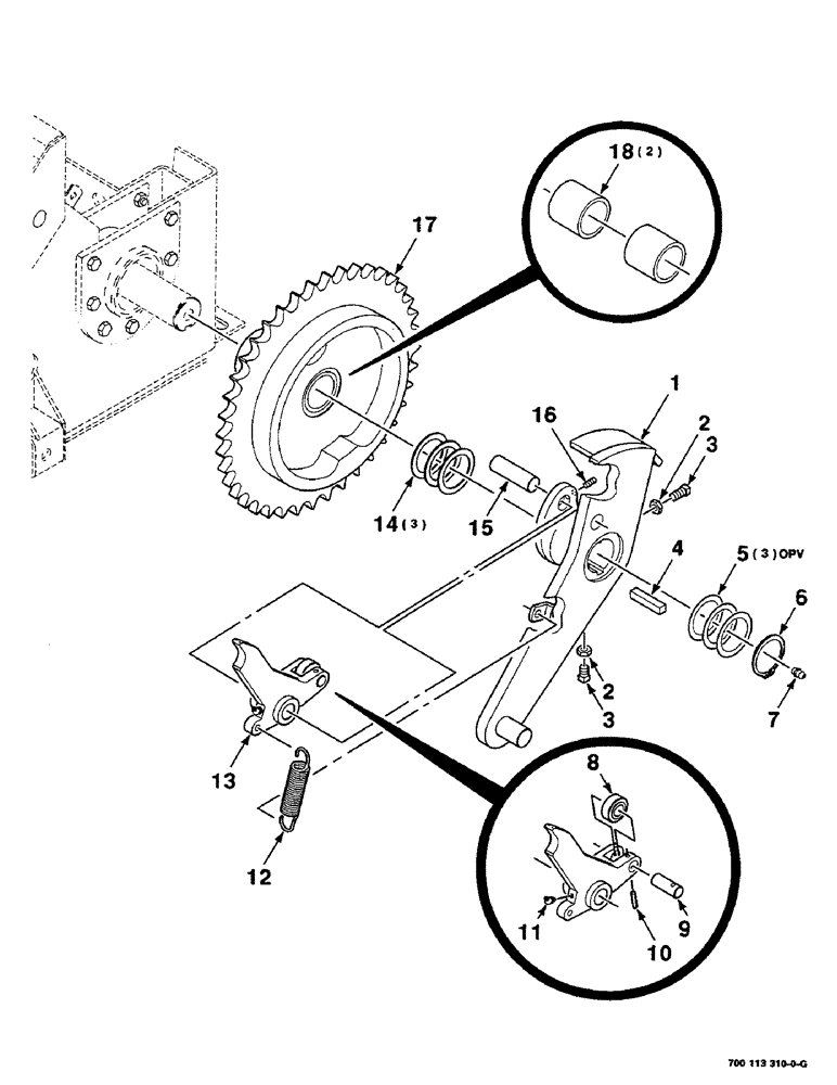 Схема запчастей Case IH 8590 - (06-16) - DRIVE CLUTCH ASSEMBLY, KNOTTER CAM (14) - BALE CHAMBER