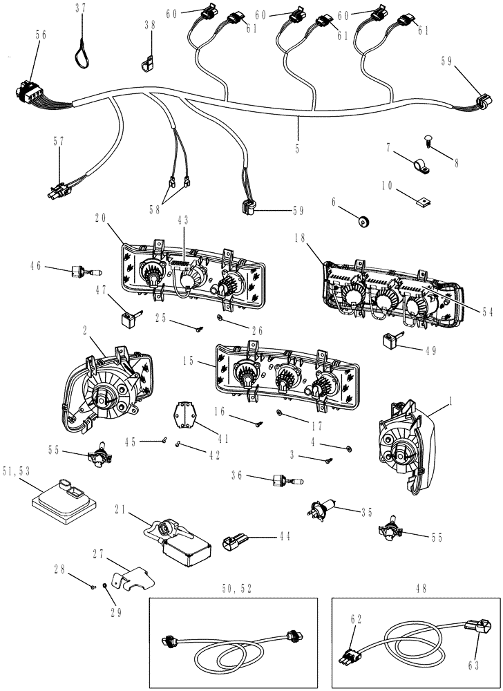 Схема запчастей Case IH MX245 - (04-30) - HEADLAMPS, BSN Z6RZ02943 (04) - ELECTRICAL SYSTEMS