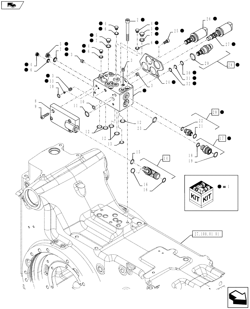 Схема запчастей Case IH PUMA 160 - (31.104.05[01]) - PTO CONTROL VALVE - C6664 (31) - IMPLEMENT POWER TAKE OFF