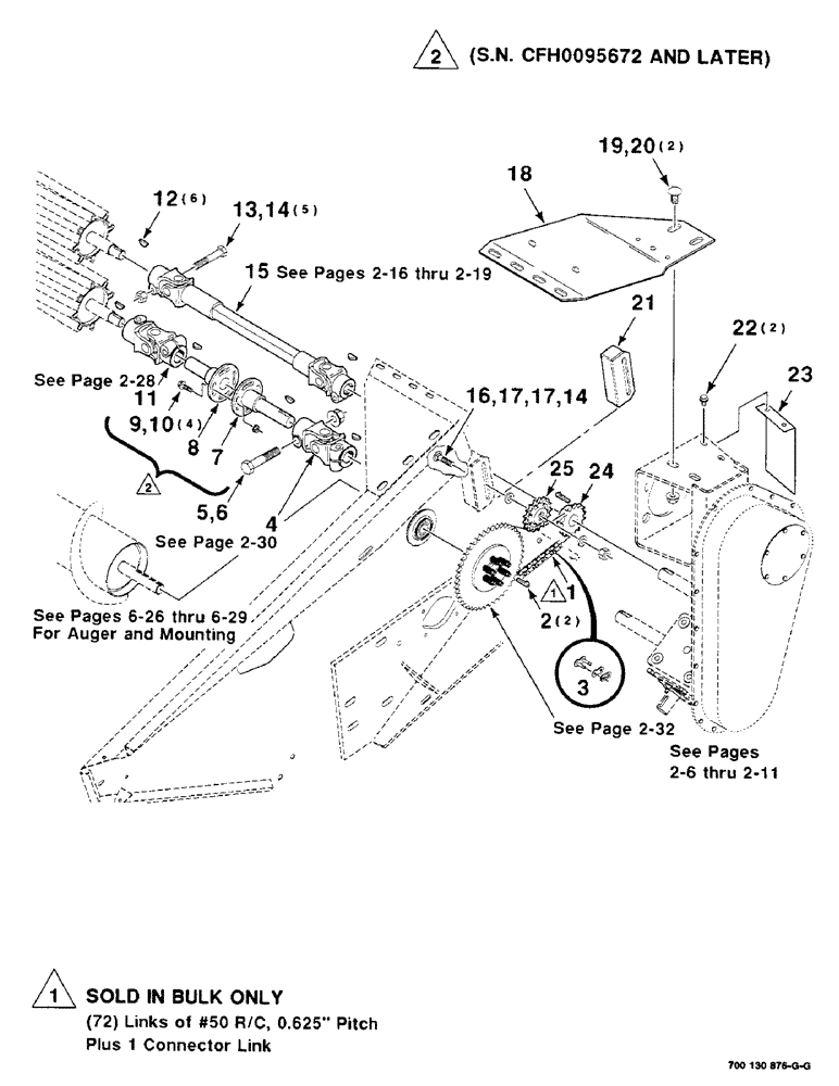 Схема запчастей Case IH 8840 - (2-14) - AUGER DRIVE ASSEMBLY (S.N. CFH0095400 AND LATER) (58) - ATTACHMENTS/HEADERS