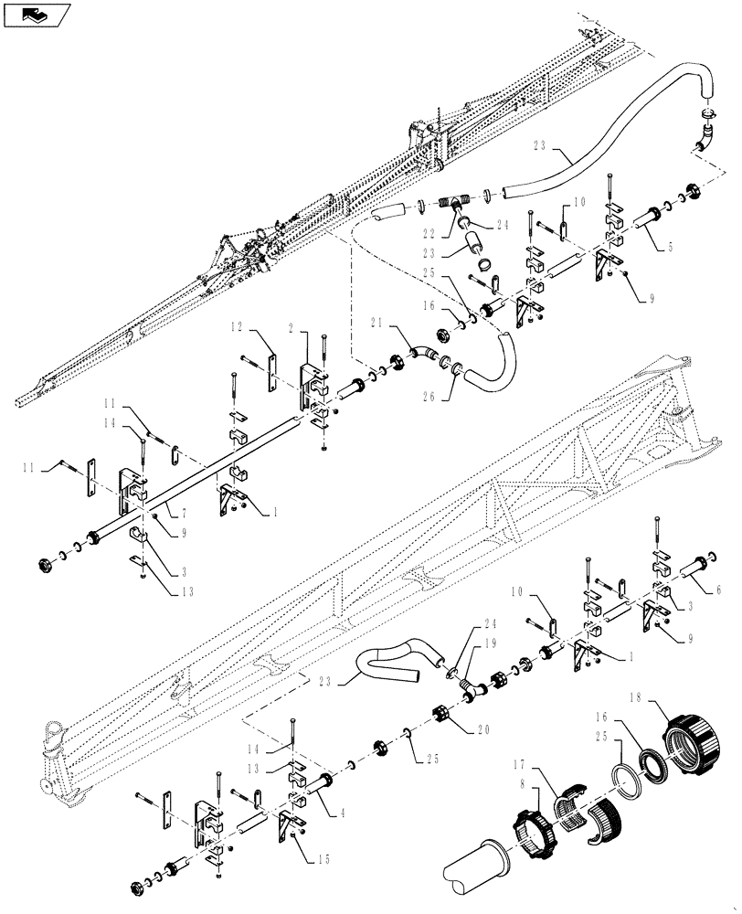 Схема запчастей Case IH PATRIOT 4440 - (78.110.AE[24]) - SPRAYBAR, 120, 7 SECTION, OFF CENTER, 20"/30" SPACING, MID AND OUTER SECTION (78) - SPRAYING