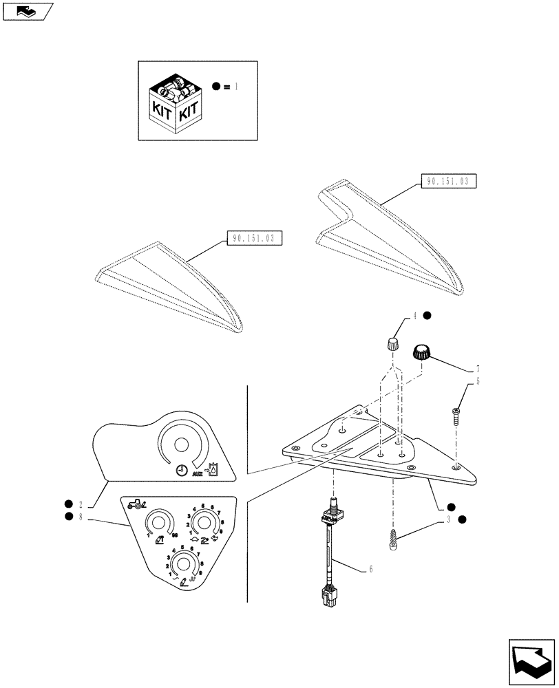 Схема запчастей Case IH PUMA 160 - (55.512.15) - VAR - 332022, 332025 - COMMAND ARM LESS SLIP CONTROL (RADAR) - CONTROLS (55) - ELECTRICAL SYSTEMS