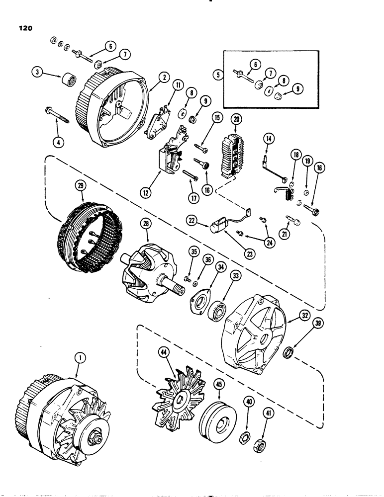 Схема запчастей Case IH 1845 - (120) - L102693 ALTERNATOR, (USES METRIC HARDWARE) (55) - ELECTRICAL SYSTEMS