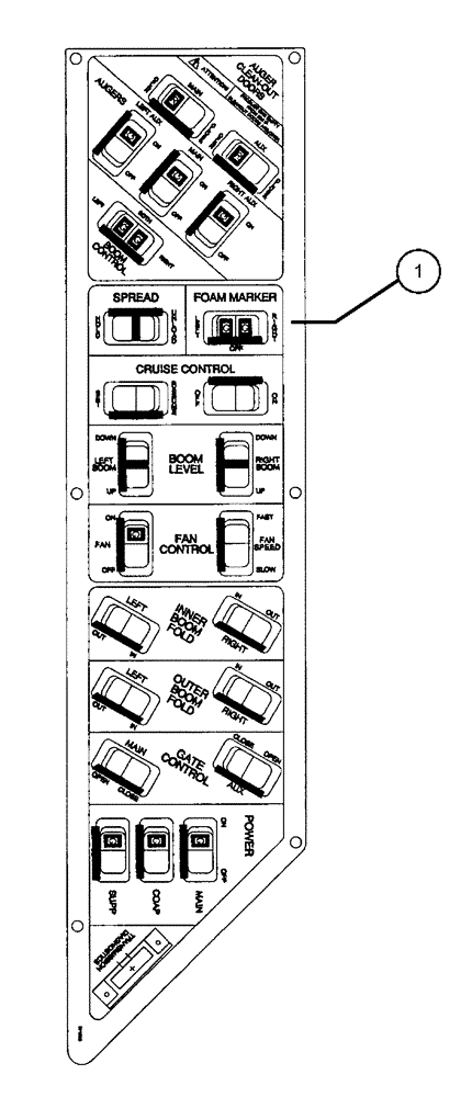 Схема запчастей Case IH 438 - (10-006) - SWITCH GROUP, FOAM, FLEX, 60’ & 70’ (16) - FOAM MARKER