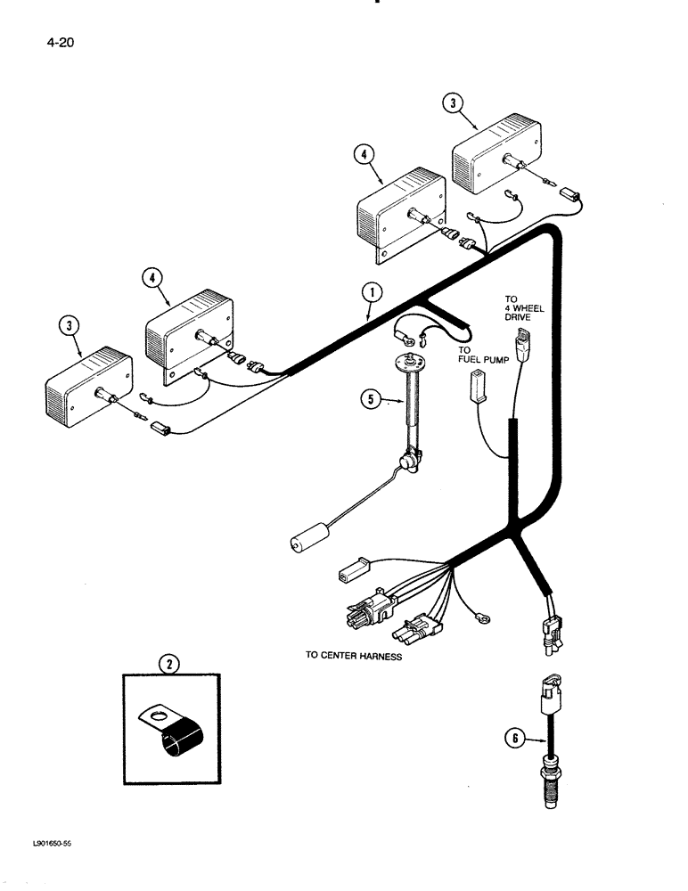 Схема запчастей Case IH 1620 - (4-20) - REAR LIGHTS AND FUEL SENDER HARNESS (06) - ELECTRICAL