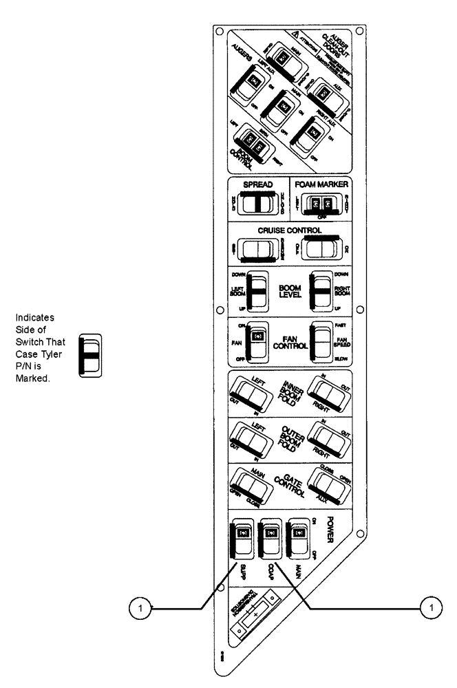 Схема запчастей Case IH 438 - (02-026) - ELECTRICAL GROUP, TRIPLE BIN Bin Group