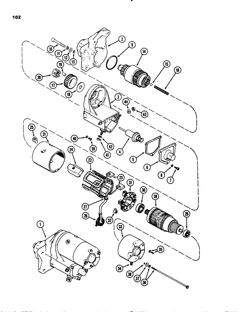 Схема запчастей Case IH 1845 - (102) - R39341 STARTER (55) - ELECTRICAL SYSTEMS