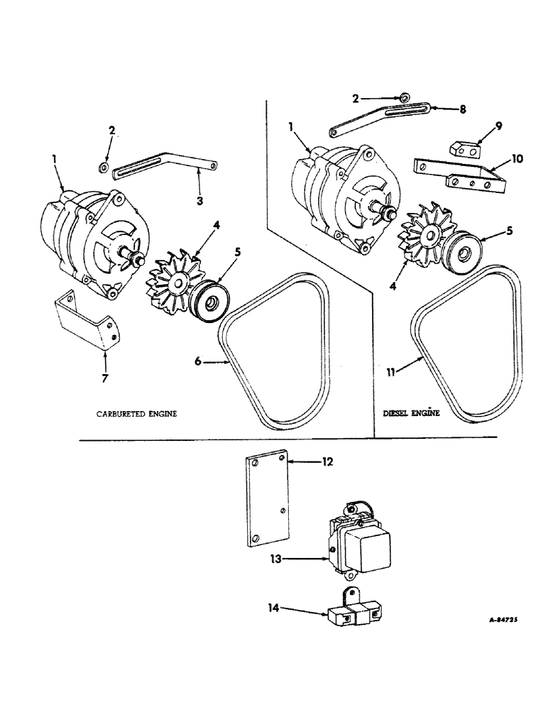 Схема запчастей Case IH 606 - (081) - ELECTRICAL SYSTEM, ALTERNATOR GENERATOR AND VOLTAGE REGULATOR (06) - ELECTRICAL SYSTEMS