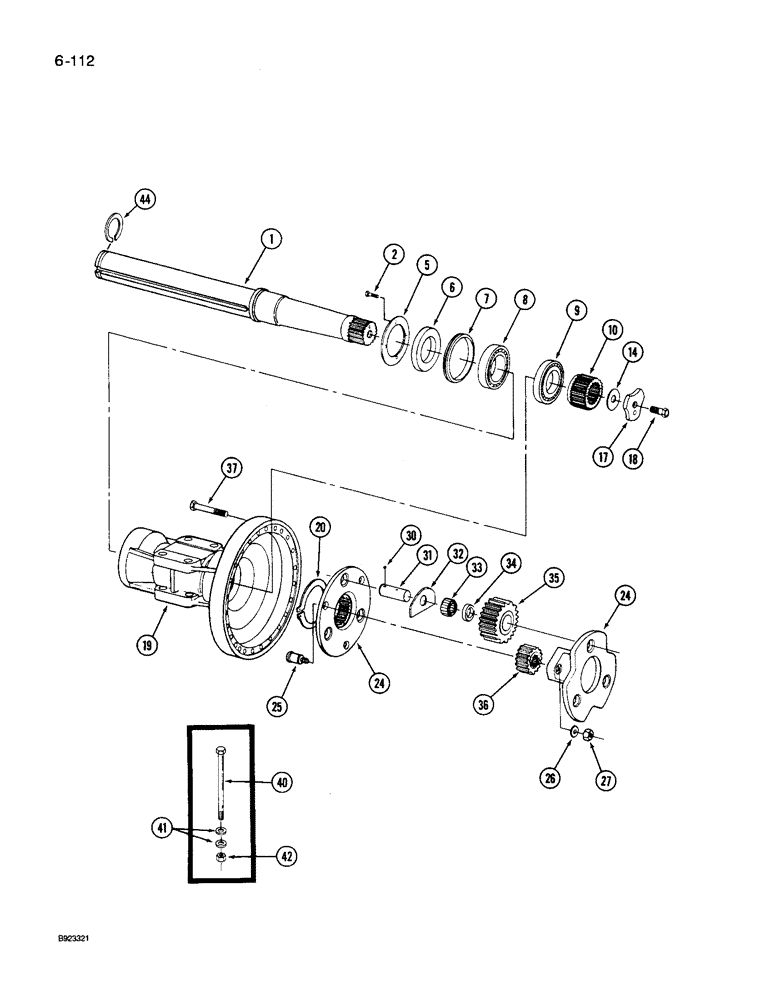 Схема запчастей Case IH 9250 - (6-112) - BAR AXLE, AXLE SHAFT AND HOUSING (06) - POWER TRAIN