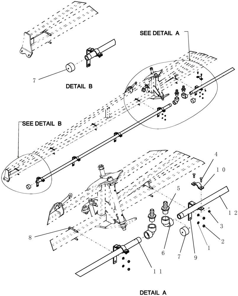 Схема запчастей Case IH SRX160 - (L.20.B[07]) - PLUMBING - SUSPENDED BOOM - OUTER BOOM PLUMBING ASSEMBLY L - Field Processing