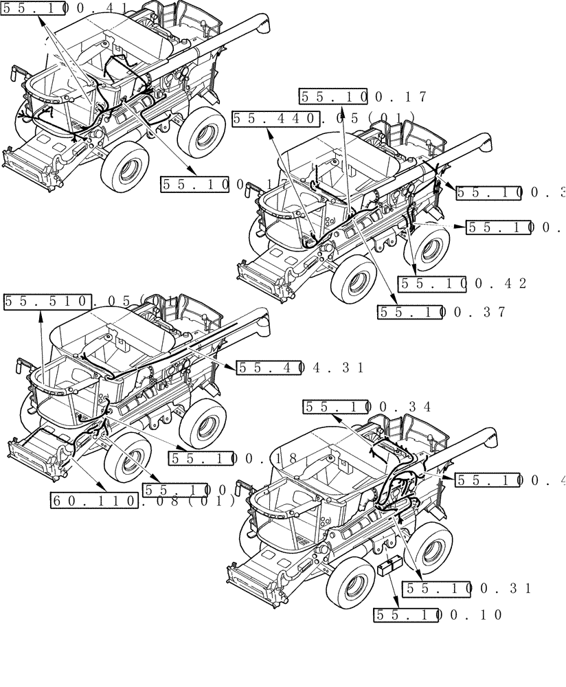 Схема запчастей Case IH 9010 - (55.000.00[02]) - SECTION INDEX - ELECTRICAL, HARNESSES (55) - ELECTRICAL SYSTEMS