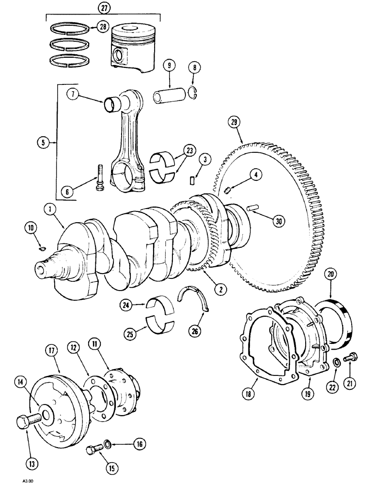 Схема запчастей Case IH 2150 - (2-38) - CRANKSHAFT AND RELATED PARTS (02) - ENGINE