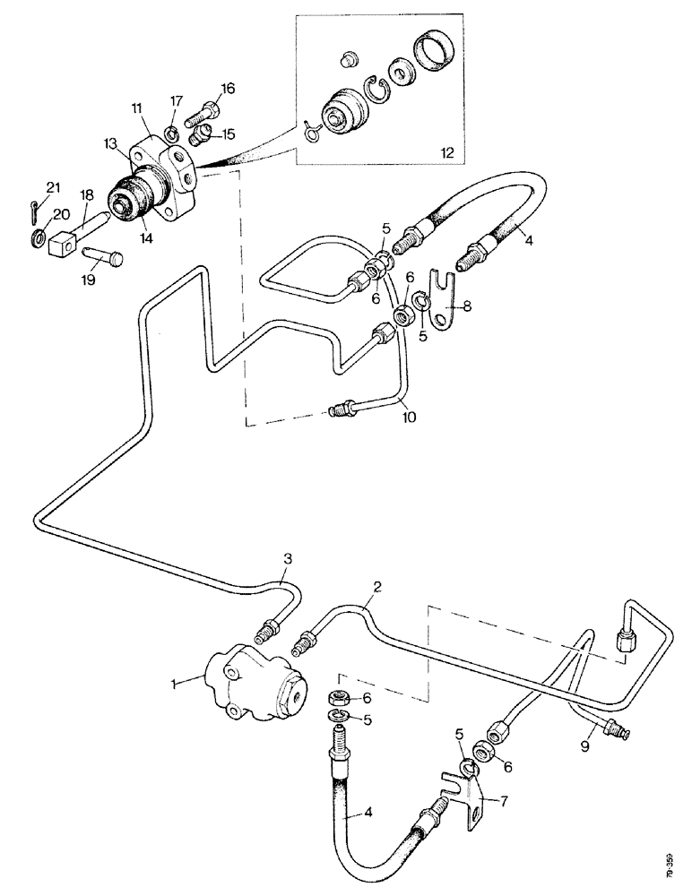 Схема запчастей Case IH 1490 - (J08-1) - BRAKE PIPES AND SLAVE CYLINDERS, HIGH PLATFORM, CAB MODEL (5.1) - BRAKES