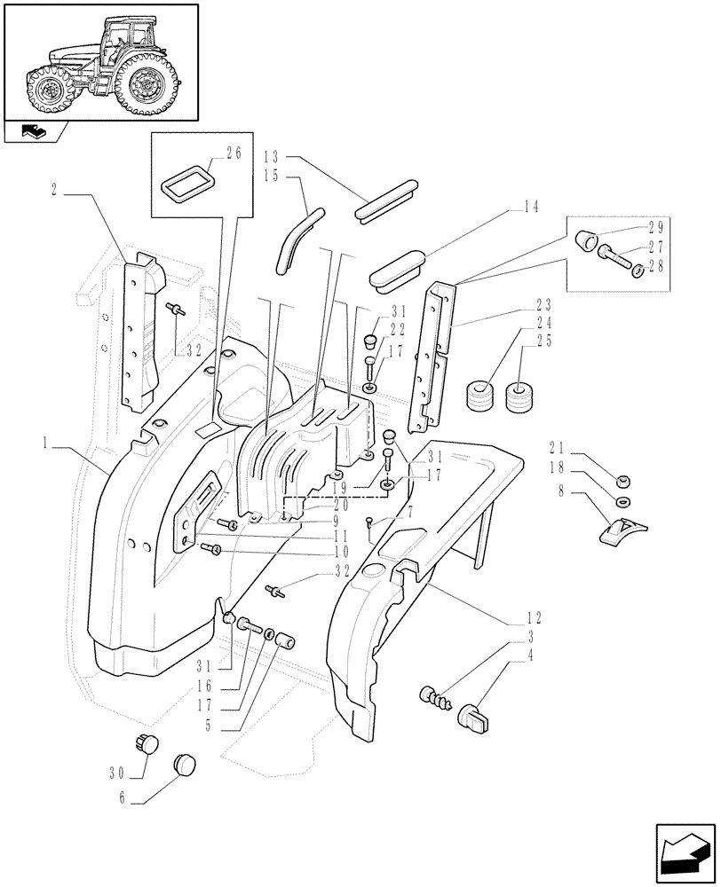 Схема запчастей Case IH FARMALL 105U - (1.93.0) - CONTROLS COVER & TRIMMINGS - W/CAB (10) - OPERATORS PLATFORM/CAB