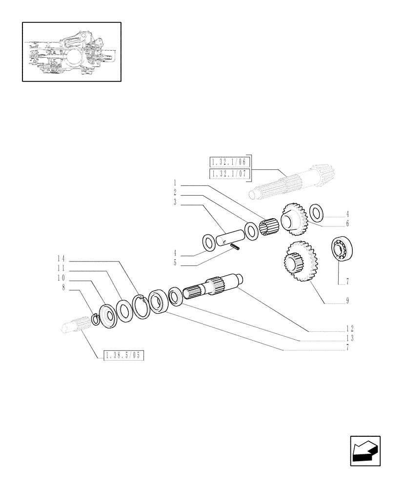 Схема запчастей Case IH JX90 - (1.33.1/02) - TRANSMISSION GEARINGS - FOR HIGH CLEARANCE VERSION (04) - FRONT AXLE & STEERING