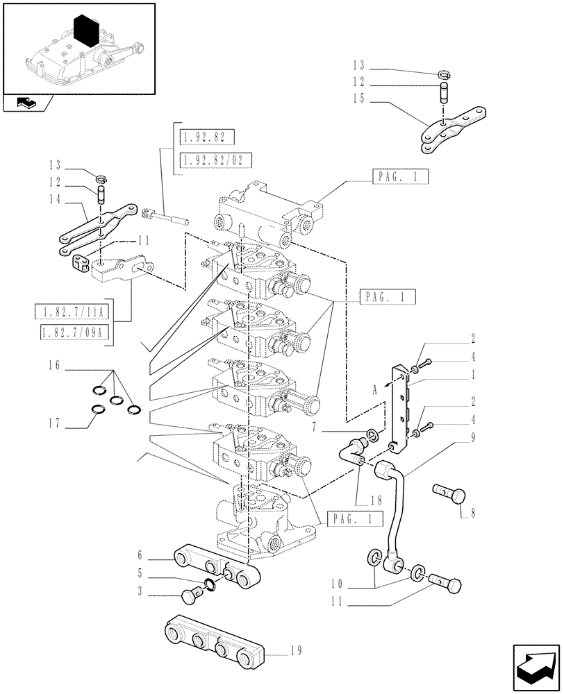 Схема запчастей Case IH FARMALL 65C - (1.82.7/14[02]) - 4 REAR REMOTE VALVES FOR EDC W/HYDRAULIC DIVIDER - QUICK COUPLING (VAR.331166) (07) - HYDRAULIC SYSTEM