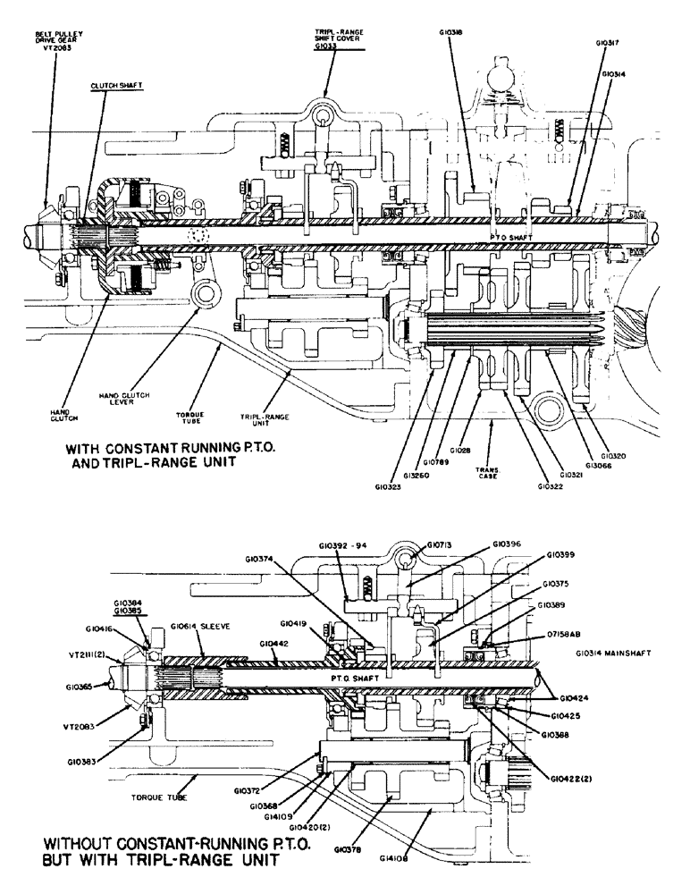 Схема запчастей Case IH 300-SERIES - (098) - W/CONSTANT RUNNING P.T.O. AND TRIPLE RANGE UNIT, W/O CONSTANT RUNNING P.T.O. BUT W/TRIPLE RANGE UNIT (06) - POWER TRAIN