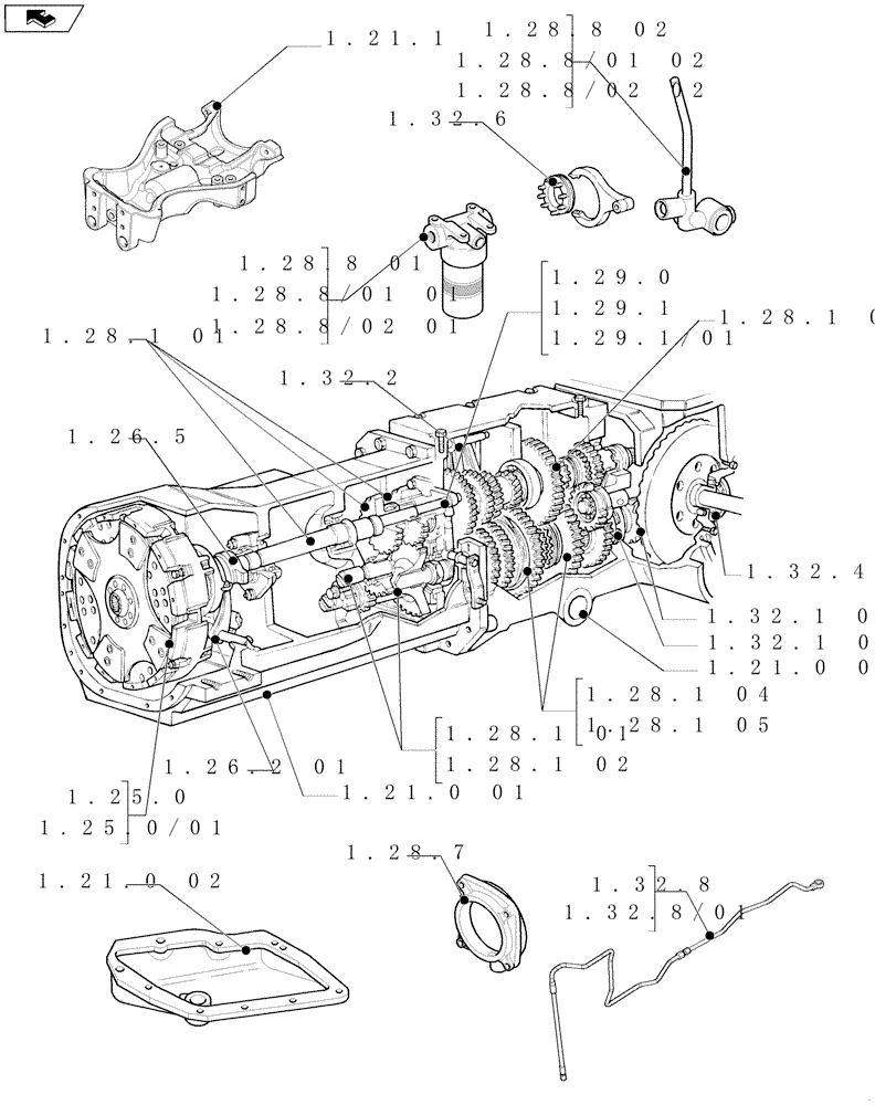 Схема запчастей Case IH FARMALL 75N - (SEC. 03) - TRANSMISSION (00) - GENERAL