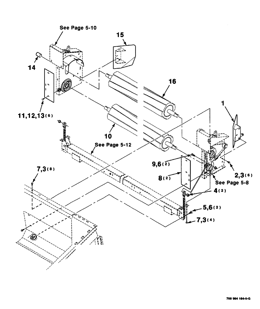 Схема запчастей Case IH 525 - (05-004) - HAY CONDITIONER ASSEMBLY (TICOR ROLLERS) (58) - ATTACHMENTS/HEADERS