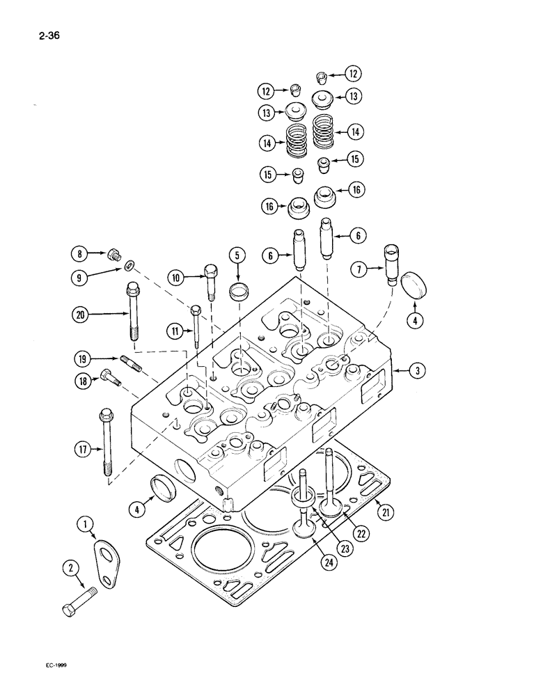 Схема запчастей Case IH 495 - (2-036) - CYLINDER HEAD (02) - ENGINE