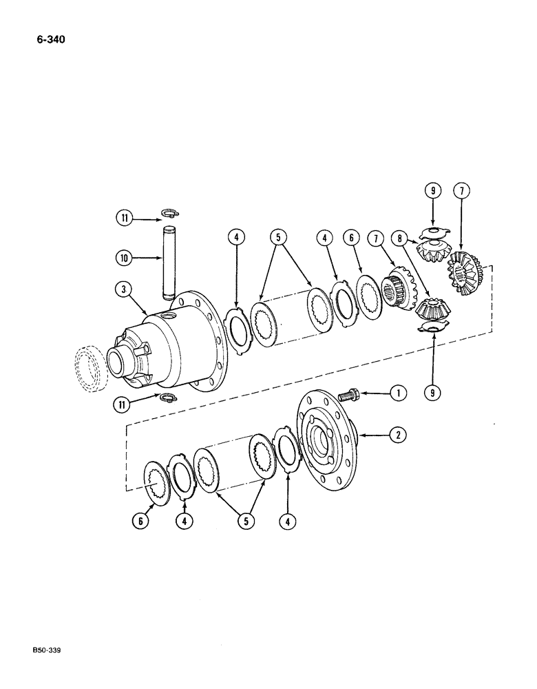 Схема запчастей Case IH 585 - (6-340) - DIFFERENTIAL, 4WD PRIOR TO P.I.N. 18001 (06) - POWER TRAIN