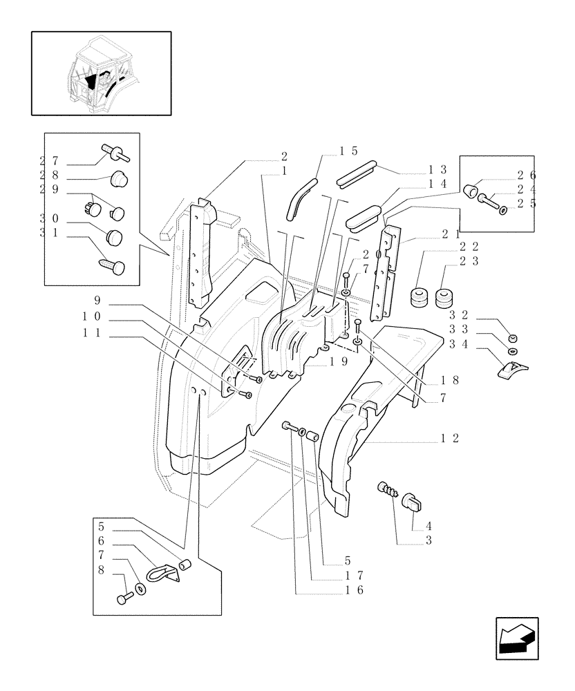 Схема запчастей Case IH JX70U - (1.93.0) - CAB - CONTROLS COVER & TRIMMINGS (10) - OPERATORS PLATFORM/CAB