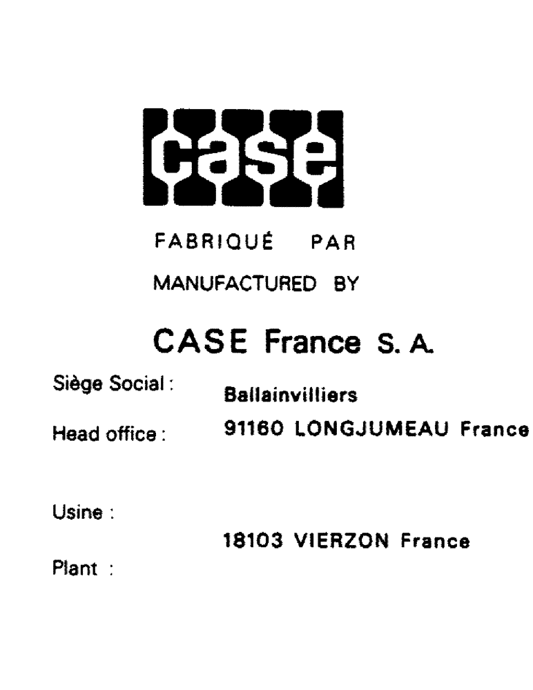 Схема запчастей Case IH 1529 - (001-1) - CASE (00) - GENERAL & PICTORIAL INDEX