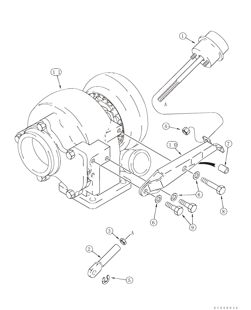 Схема запчастей Case IH 90XT - (02-09C) - WASTEGATE ACTUATOR, NORTH AMERICAN MODELS WITHOUT AIR CONDITIONING (02) - ENGINE