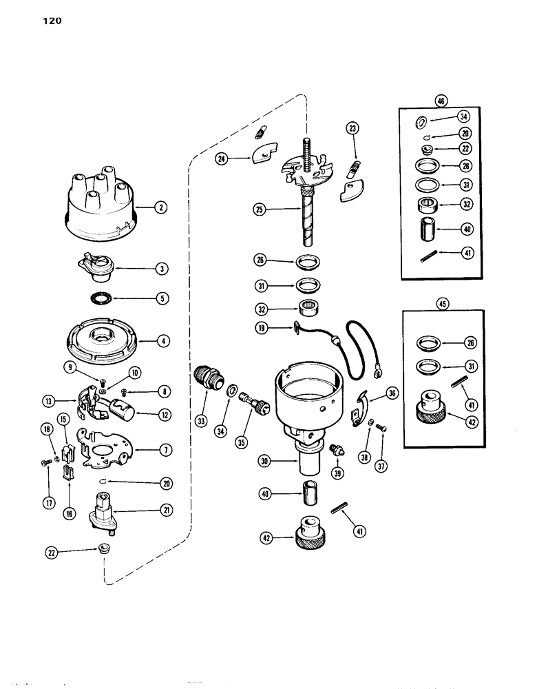 Схема запчастей Case IH 870 - (120) - DISTRIBUTOR, (301B) SPARK IGNITION ENGINE (04) - ELECTRICAL SYSTEMS