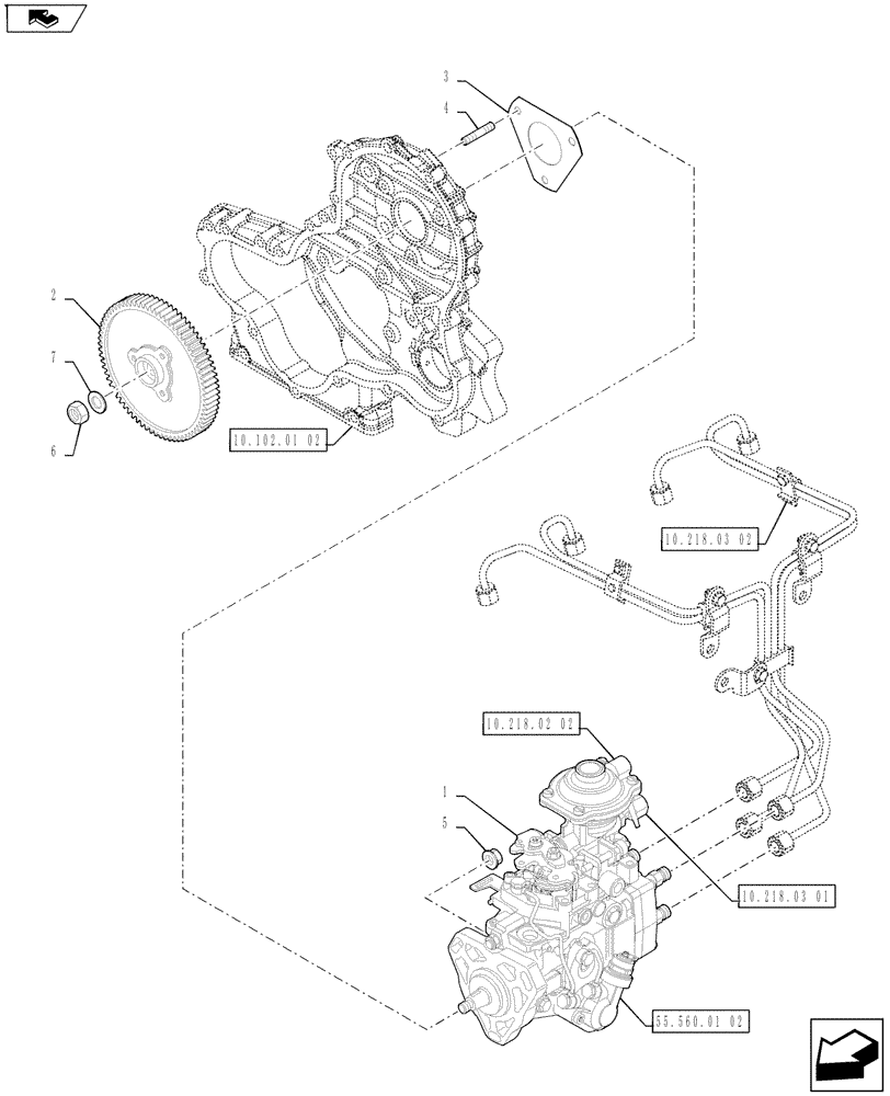 Схема запчастей Case IH FARMALL 75A - (10.246.01[02]) - INJECTION PUMP (10) - ENGINE