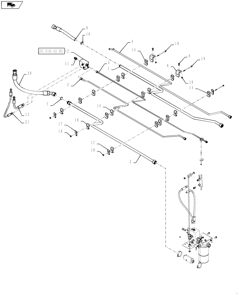 Схема запчастей Case IH 6130 - (35.310.42) - HYDRAULIC PLUMBING, TUBE BUNDLE ASSY (35) - HYDRAULIC SYSTEMS