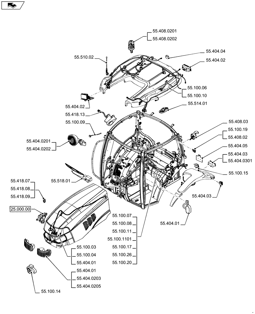Схема запчастей Case IH PUMA 170 - (55.000.00[03]) - PICTORIAL INDEX - ELECTRICAL SYSTEMS (55) - ELECTRICAL SYSTEMS