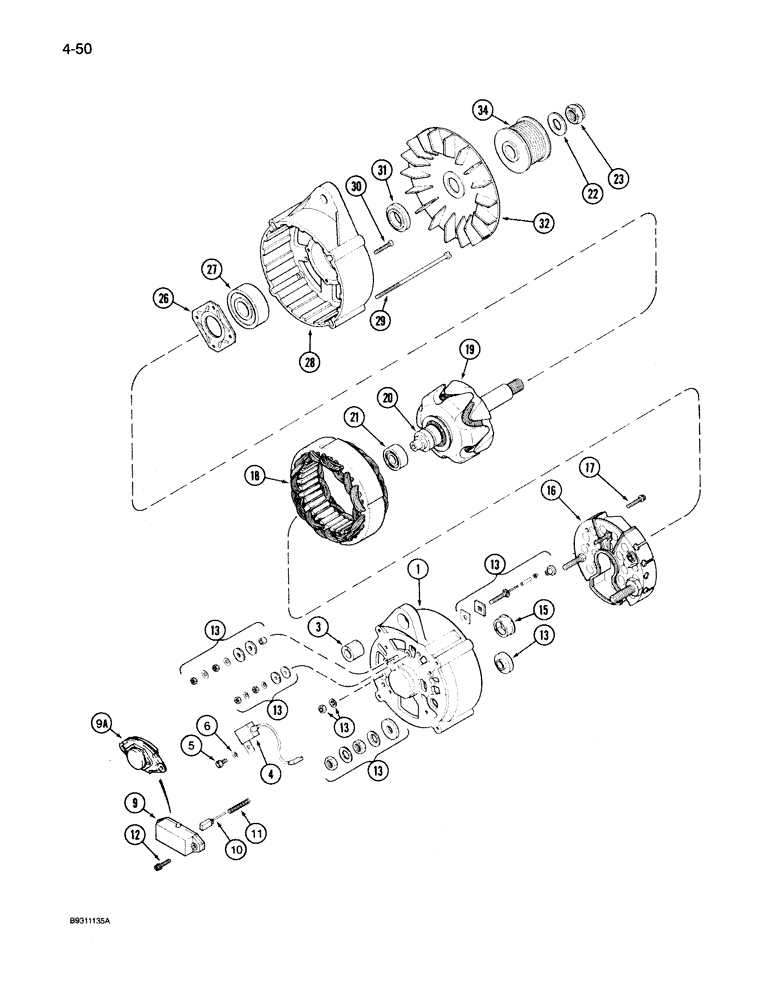 Схема запчастей Case IH 7150 - (4-050) - ALTERNATOR ASSEMBLY (04) - ELECTRICAL SYSTEMS