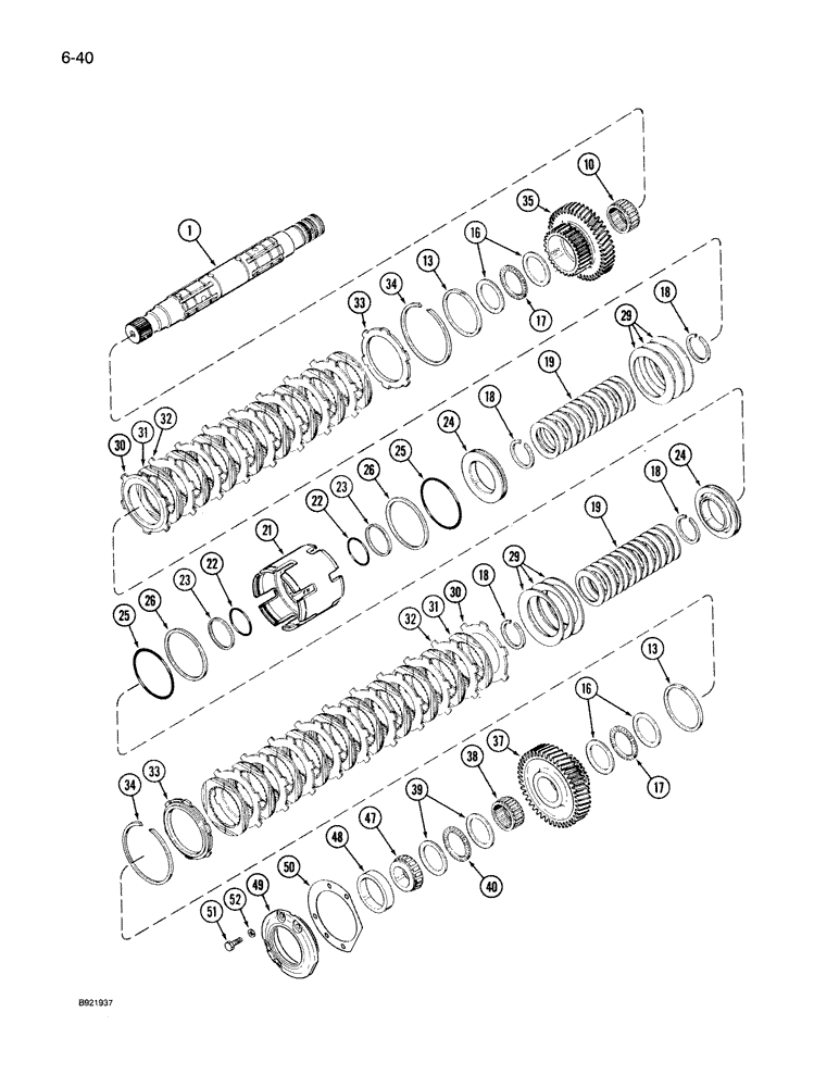 Схема запчастей Case IH 7140 - (6-040) - TRANSMISSION SPEED, OUTPUT SHAFT AND REAR CLUTCH (06) - POWER TRAIN