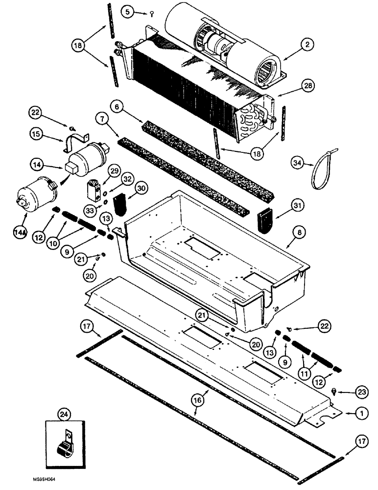 Схема запчастей Case IH 1644 - (9G-36) - CAB, EVAPORATOR HEATER CORE AND BLOWER MOUNTING (10) - CAB & AIR CONDITIONING