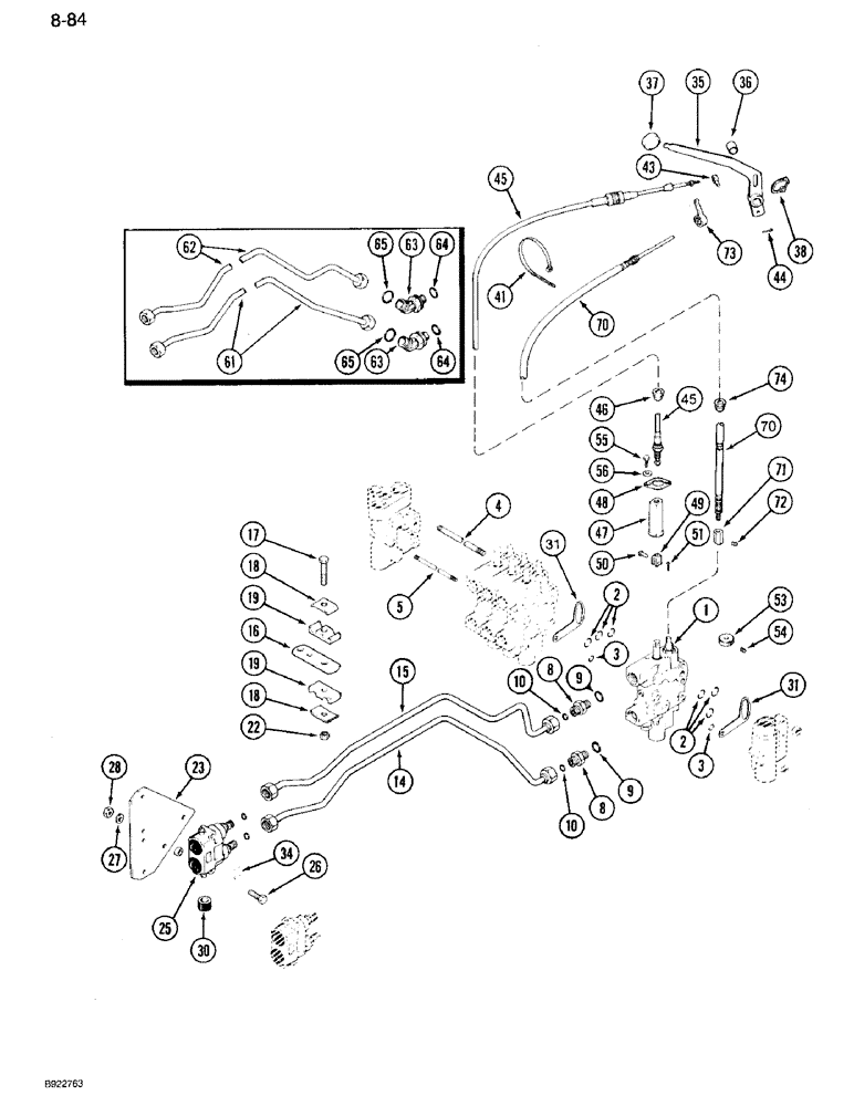 Схема запчастей Case IH 7110 - (8-84) - FOURTH CIRCUIT REMOTE HYDRAULICS, TRANSMISSION SERIAL NUMBER AJB0018756 THROUGH AJB0060499 (08) - HYDRAULICS