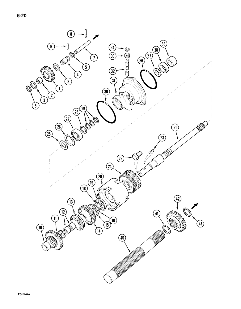 Схема запчастей Case IH 495 - (6-020) - SPEED TRANSMISSION, FORWARD AND REVERSE ATTACHMENT (06) - POWER TRAIN