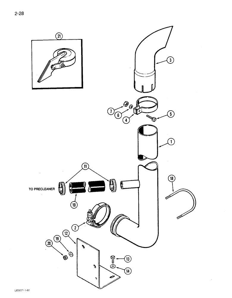 Схема запчастей Case IH 1680 - (2-028) - EXHAUST SYSTEM, 6TA-830 ENGINE (01) - ENGINE