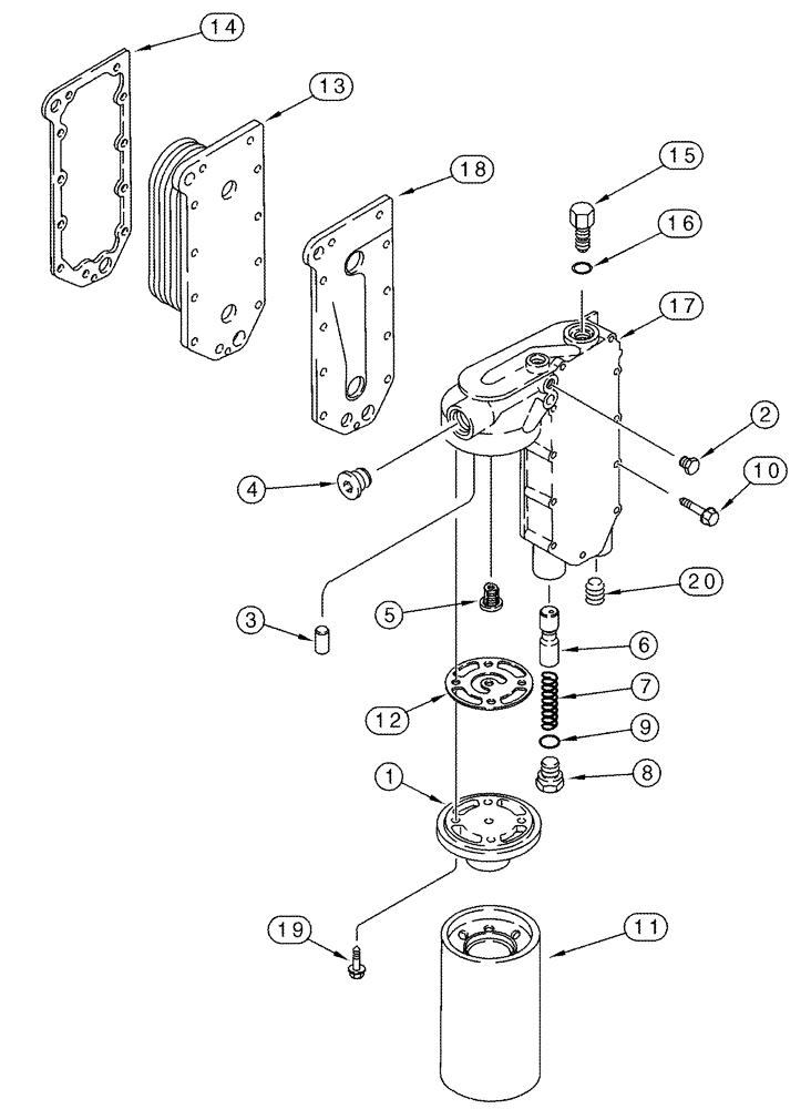 Схема запчастей Case IH 2366 - (02-17) - FILTER AND COOLER - OIL (01) - ENGINE