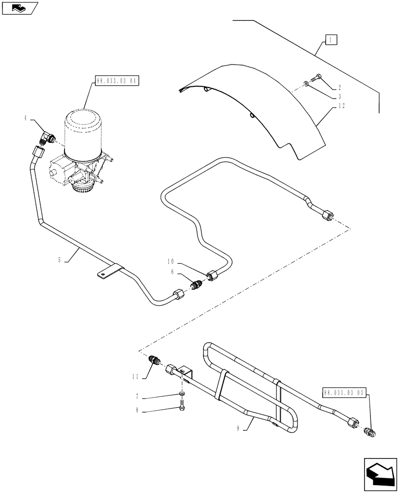 Схема запчастей Case IH PUMA 160 - (88.033.03[05]) - DIA KIT, PNEUMATIC TRAILER BRAKE ITALY - REGENERATION AIR DRYER PIPES (88) - ACCESSORIES