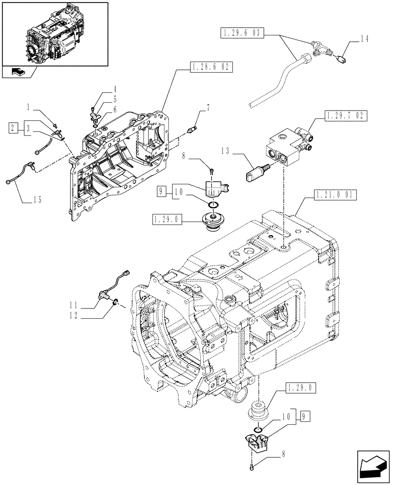 Схема запчастей Case IH PUMA 195 - (1.75.0[04]) - TRANSMISSION SENSOR AND SOLENOID VALVE (06) - ELECTRICAL SYSTEMS