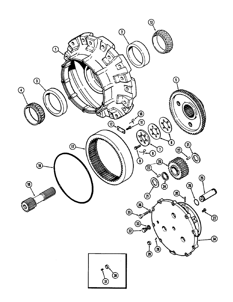 Схема запчастей Case IH 2470 - (152) - REAR AXLE PLANETARY, COMMON TO REAR RIGID STEER & REAR HYDRAULIC STEER (06) - POWER TRAIN