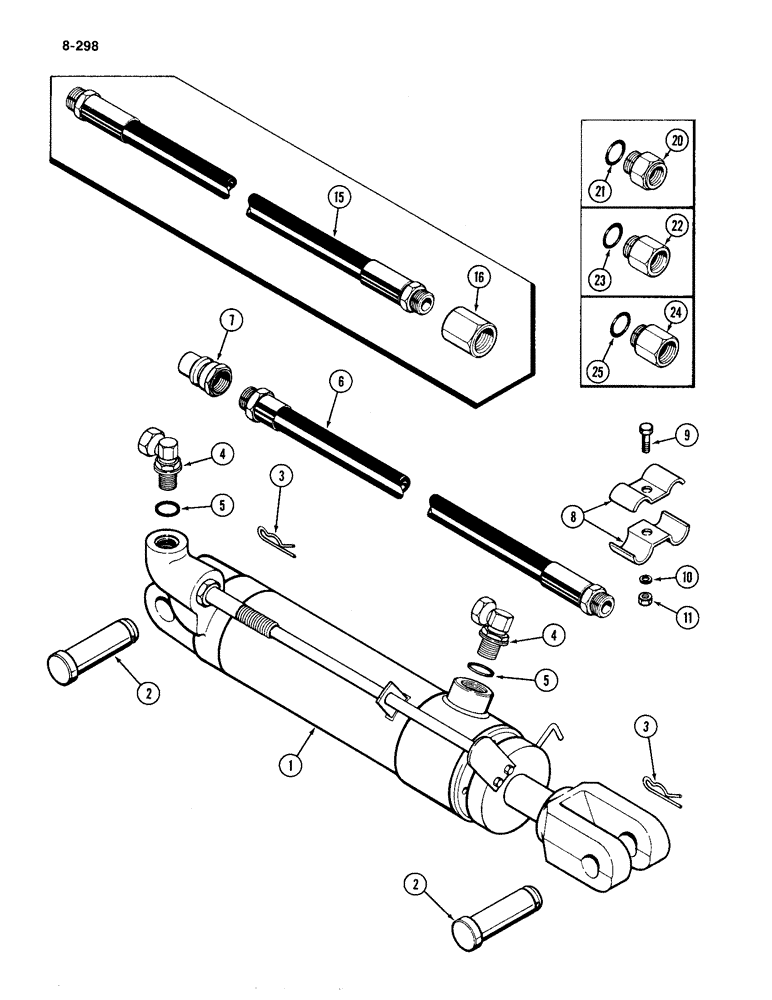 Схема запчастей Case IH 4490 - (8-298) - REMOTE HYDRAULUC ATTACHMENTS, HYDRAULIC CYLINDER, HOSES AND COUPLINGS (08) - HYDRAULICS