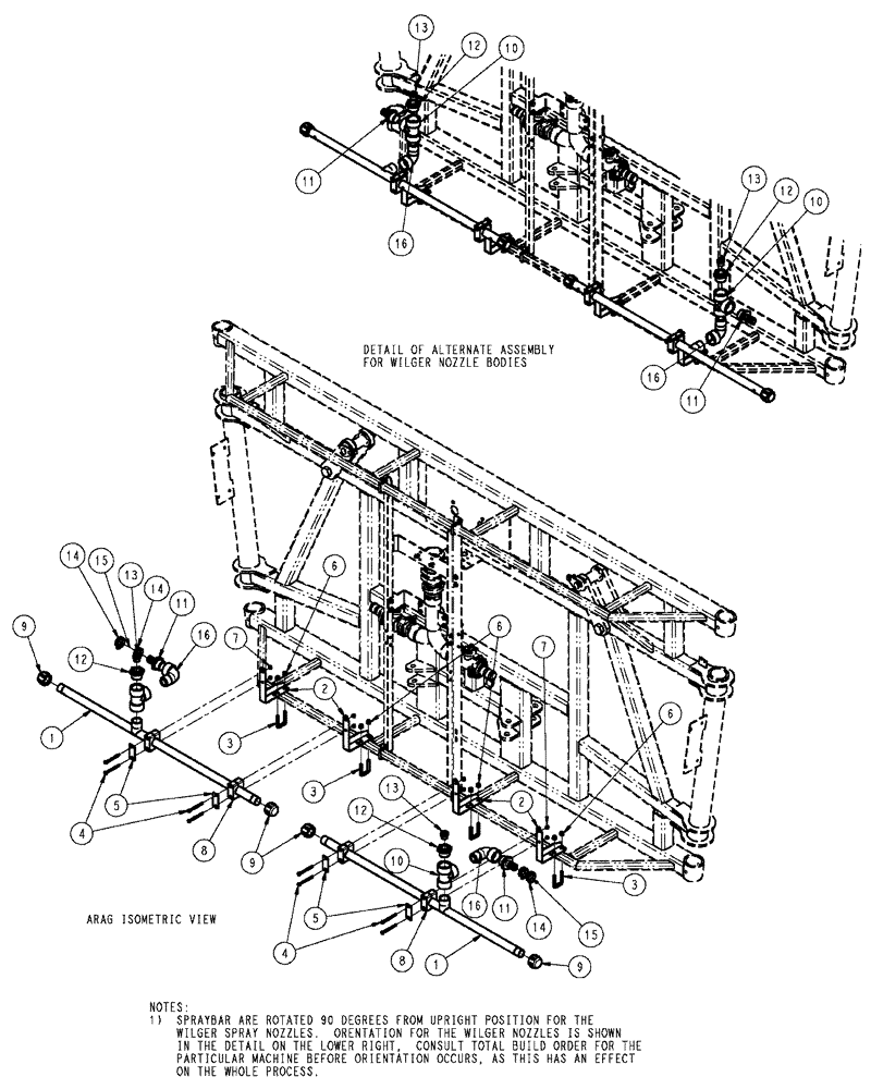 Схема запчастей Case IH SPX3320 - (09-044) - SPRAYBAR, CS, 20" OFF, 6 SECTION Liquid Plumbing