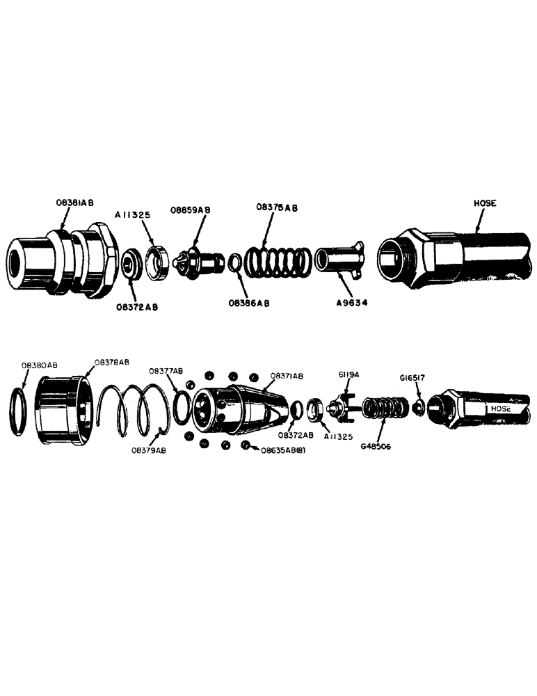 Схема запчастей Case IH 600B-SERIES - (123) - 4025AA BREAK-AWAY COUPLING PLUG, G30463 B A SOCKET, G30455 SERVICE KIT, ADAPTER PLUGS FOR B A COUPLI (08) - HYDRAULICS