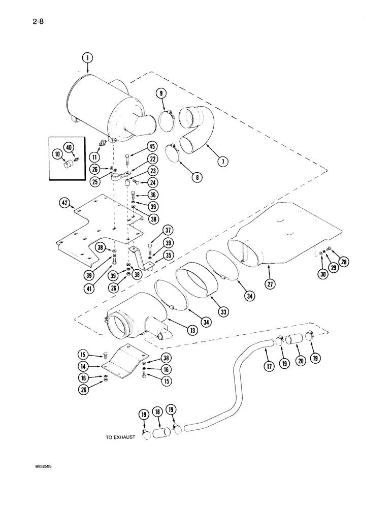 Схема запчастей Case IH 7140 - (2-008) - AIR INDUCTION SYSTEM, PRIOR TO P.I.N. JJA0033579 (02) - ENGINE